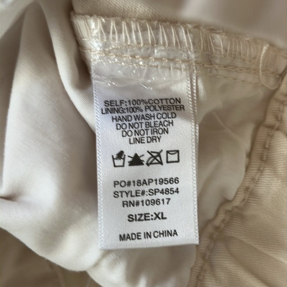 Buckle Store Shinestar Ivory Cream Paper Bag Cotton Pants Sz XL New NWT - Picture 8 of 8